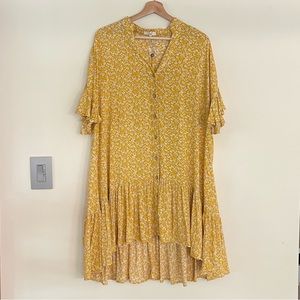 Yellow Floral Ruffle Hi-Lo Dress - NWOT
